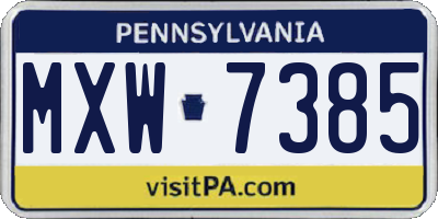 PA license plate MXW7385