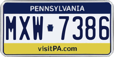 PA license plate MXW7386