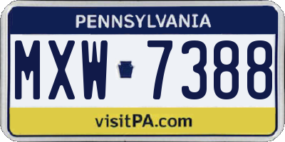 PA license plate MXW7388