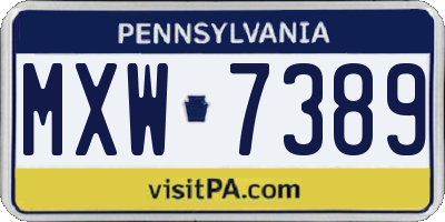 PA license plate MXW7389