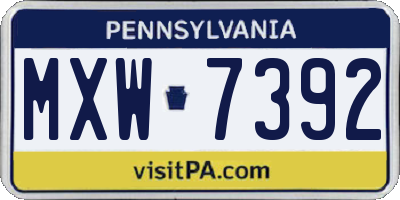 PA license plate MXW7392