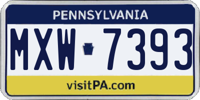 PA license plate MXW7393