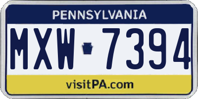 PA license plate MXW7394