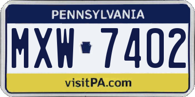 PA license plate MXW7402