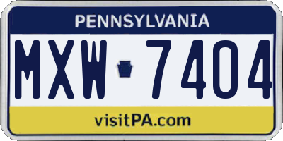 PA license plate MXW7404