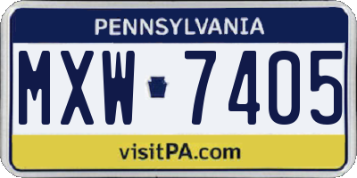 PA license plate MXW7405