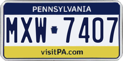 PA license plate MXW7407