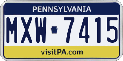 PA license plate MXW7415