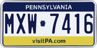 PA license plate MXW7416