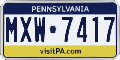 PA license plate MXW7417