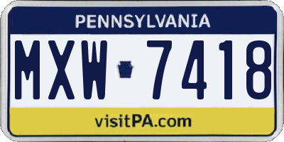 PA license plate MXW7418