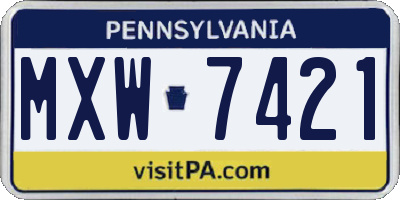 PA license plate MXW7421