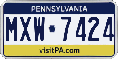 PA license plate MXW7424