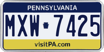 PA license plate MXW7425