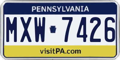 PA license plate MXW7426