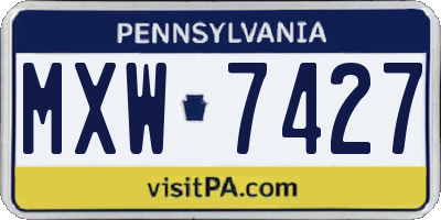 PA license plate MXW7427