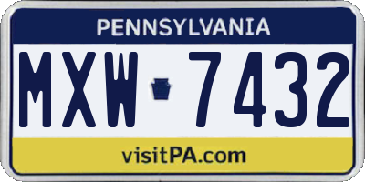 PA license plate MXW7432