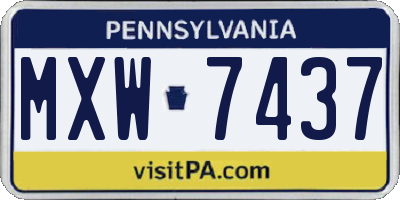 PA license plate MXW7437
