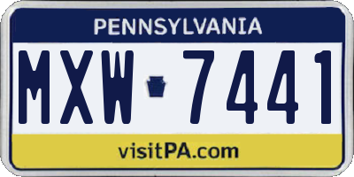 PA license plate MXW7441
