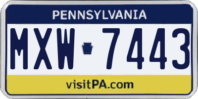 PA license plate MXW7443