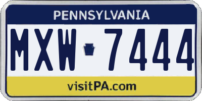 PA license plate MXW7444