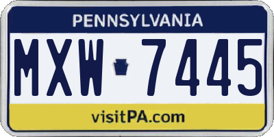PA license plate MXW7445