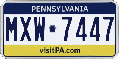 PA license plate MXW7447