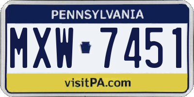PA license plate MXW7451