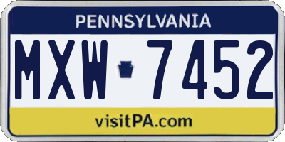 PA license plate MXW7452
