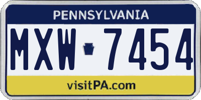 PA license plate MXW7454