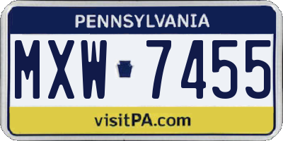 PA license plate MXW7455
