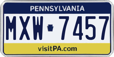 PA license plate MXW7457