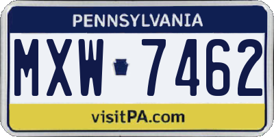 PA license plate MXW7462