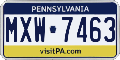 PA license plate MXW7463