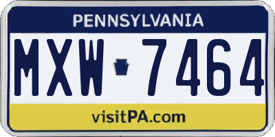 PA license plate MXW7464