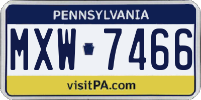PA license plate MXW7466