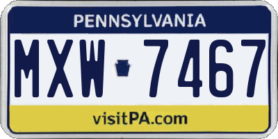 PA license plate MXW7467