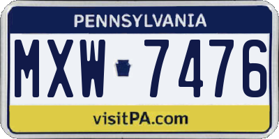 PA license plate MXW7476
