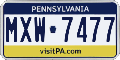 PA license plate MXW7477