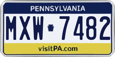 PA license plate MXW7482