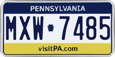 PA license plate MXW7485