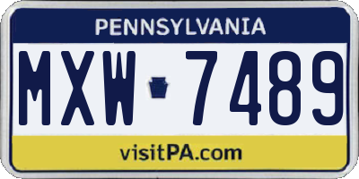 PA license plate MXW7489