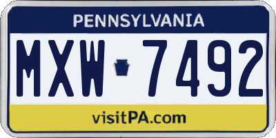 PA license plate MXW7492