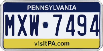 PA license plate MXW7494