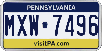 PA license plate MXW7496