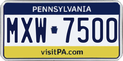 PA license plate MXW7500