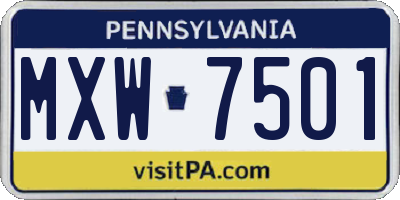 PA license plate MXW7501