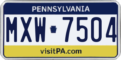 PA license plate MXW7504