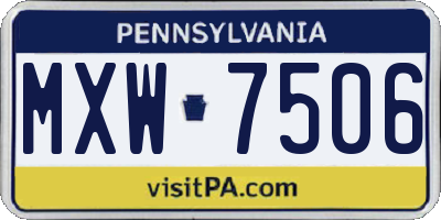 PA license plate MXW7506
