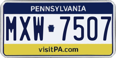 PA license plate MXW7507